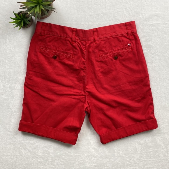 Tommy Hilfiger Cotton Linen Blend Flat Front Shorts (Red) - Picture 4 of 13